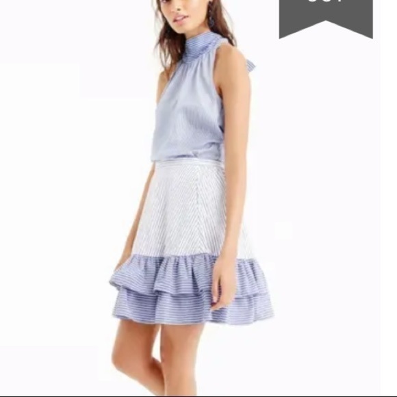 J. Crew cocktail hour ruffled tired stripe skirt 4​ - Picture 2 of 7